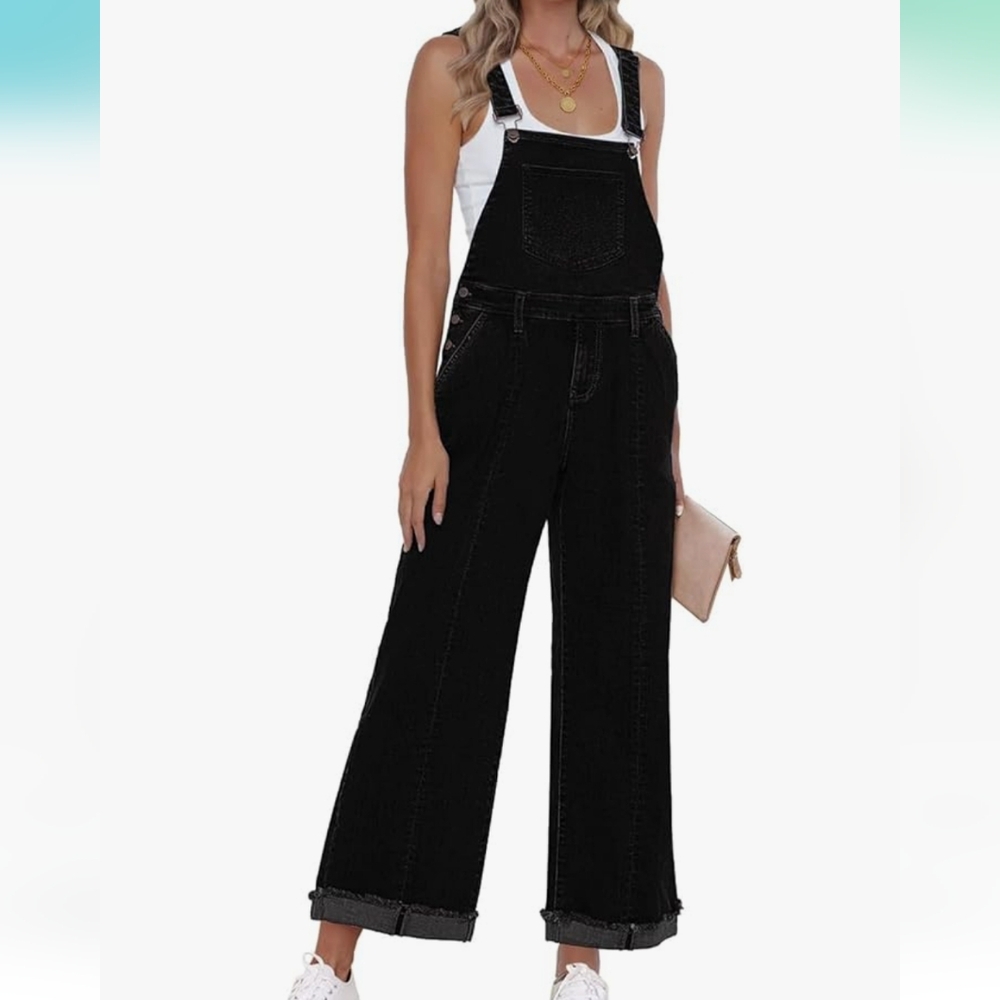 Black Wide Leg Overalls